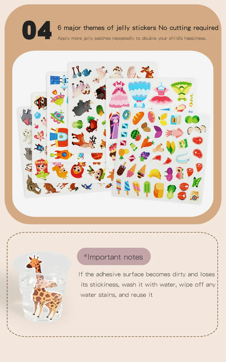 Reusable Sticker Book for Kids – Mess-Free Pretend Play & Learning Themes