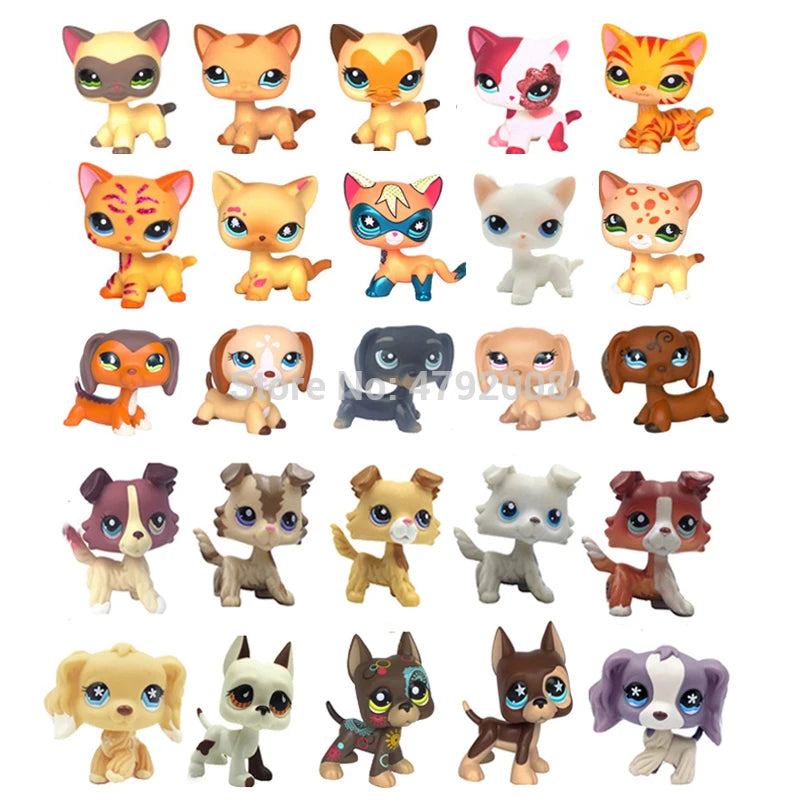 A collection of charming bobblehead pet figurines featuring various breeds including dachshunds, kittens, and collies.