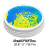 A round mat with a vibrant blue and yellow surface, likely an interactive LED balance stone for kids.