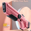 A pink plastic water blaster is shown angled, highlighting its size and design.