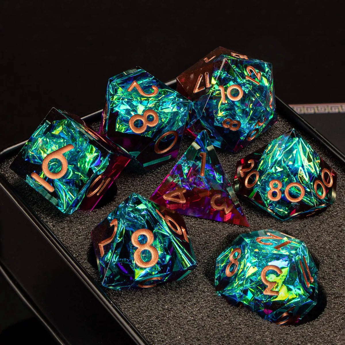 Handmade Resin Sharp Edge Dice Set for RPG Gaming