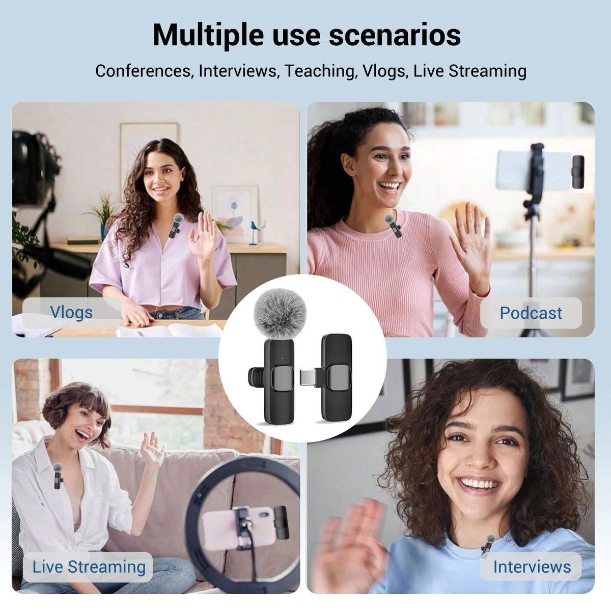 Professional Wireless Lavalier Microphone for Type-C Devices