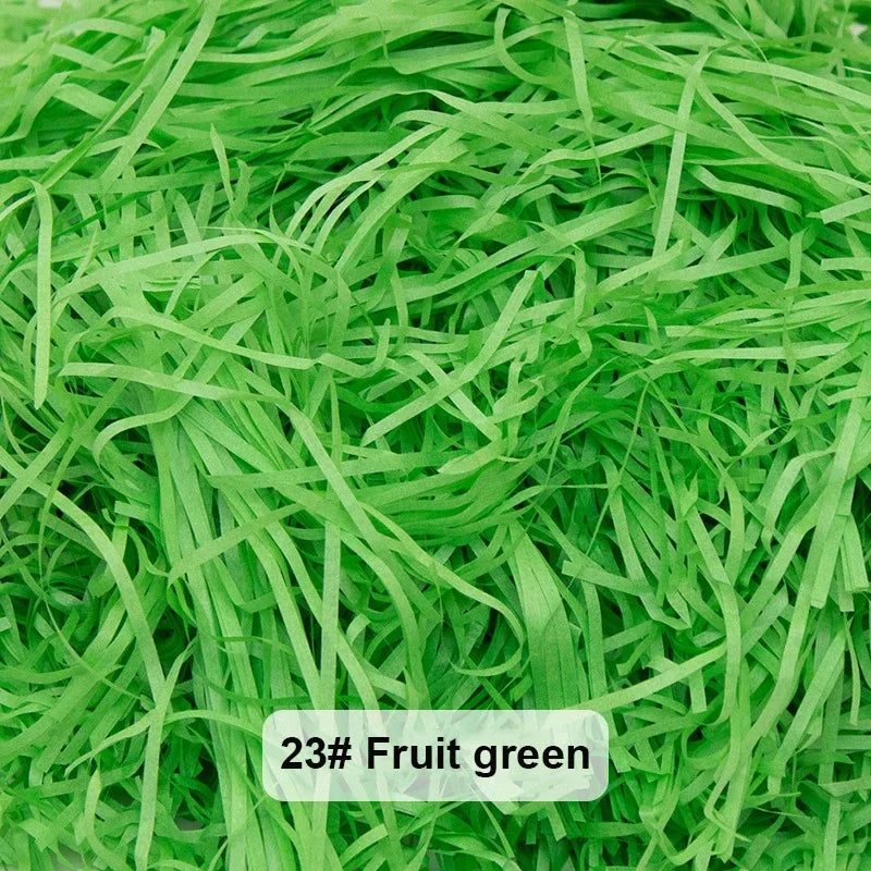 Bright green fruit colored raffia paper shreds for gift boxes and baskets