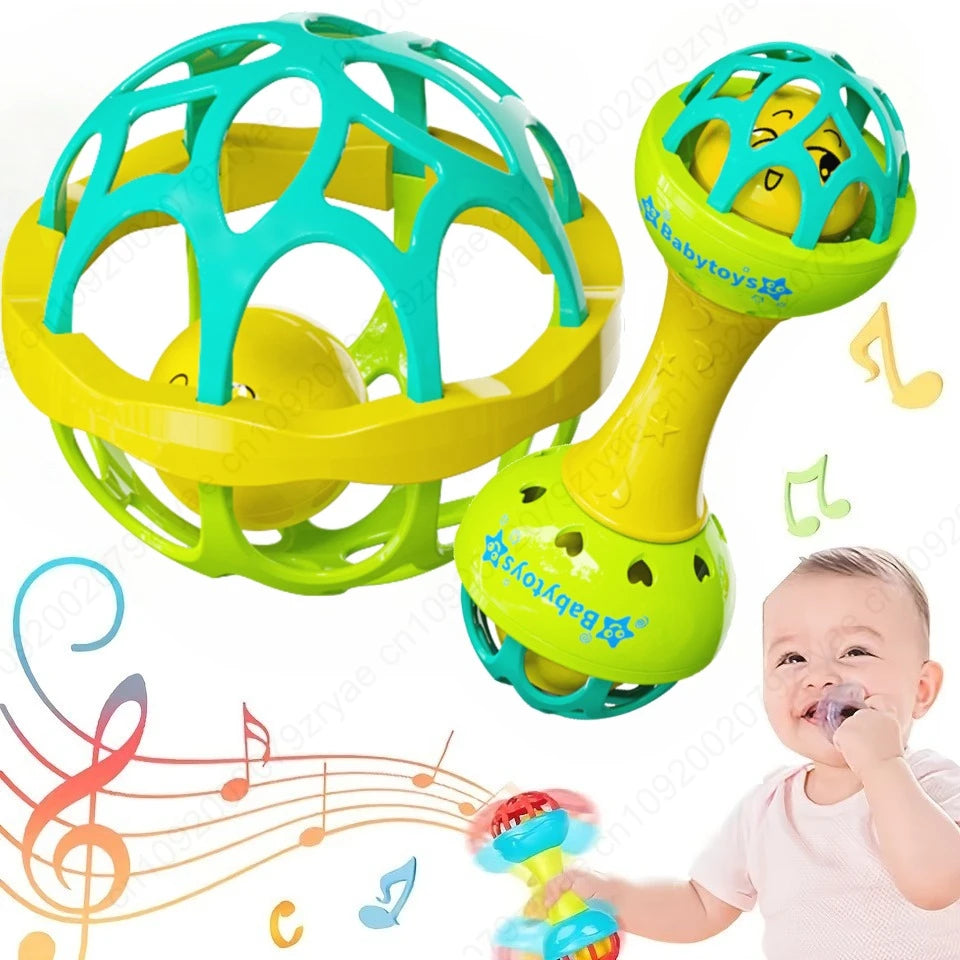Baby Sensory Rattle Toy Set with Spinning Stacker