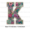 Floral letter K patch made of fabric for DIY clothing and accessories
