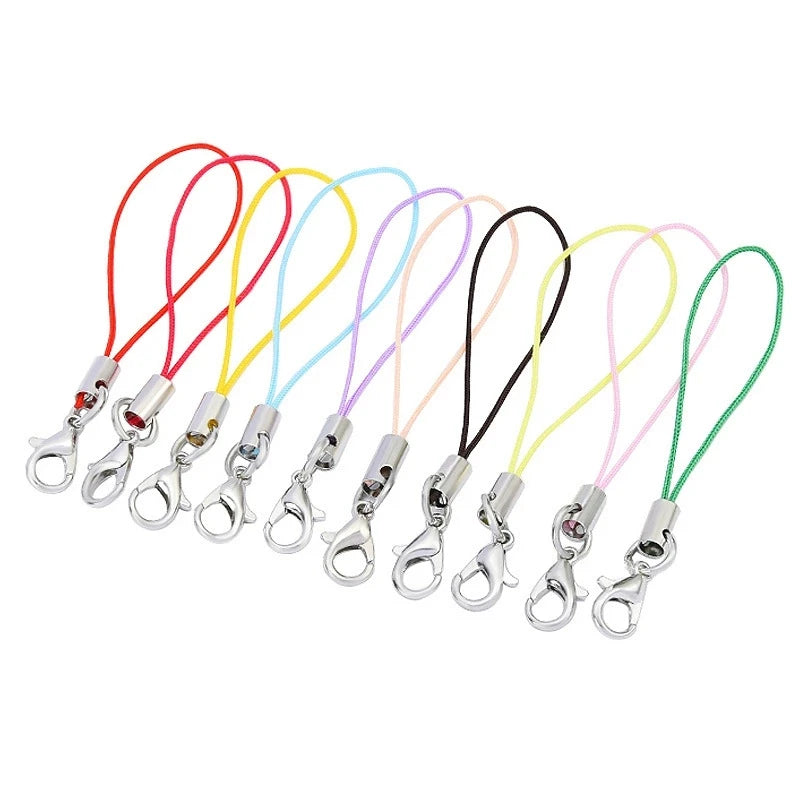 A collection of colorful lobster clasp keychains for DIY jewelry and bag decor.