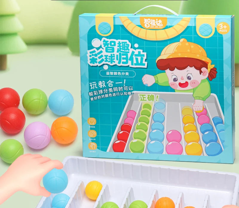 Rainbow Ball Sorting Board Game for Kids