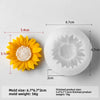 A yellow sunflower silicone mold next to its finished product, showing the size difference and weight.
