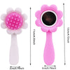 A pink doll feeding and care accessory set featuring a flower-shaped brush and a pink feeding tool.