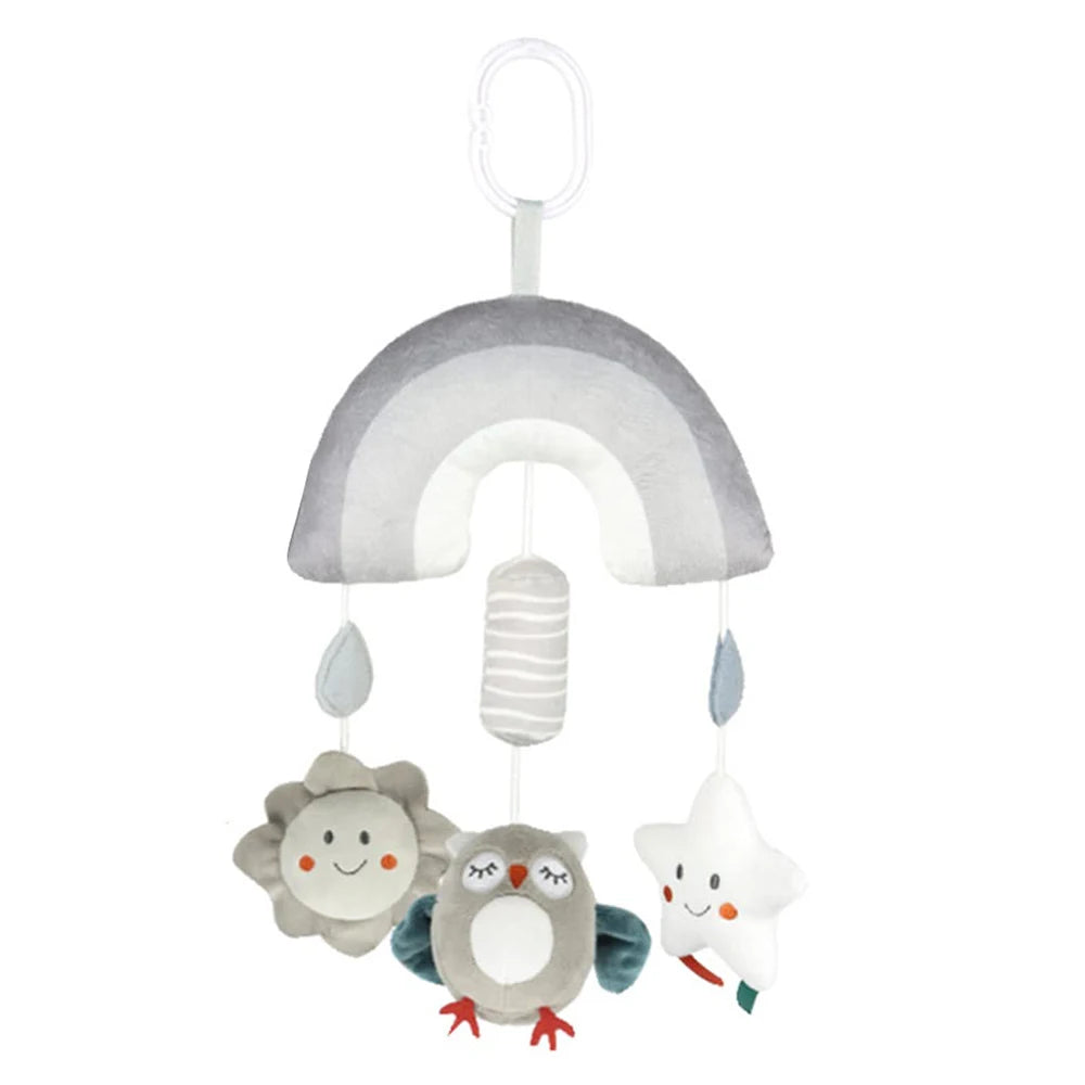 A hanging sensory toy featuring a spiral elephant design for babies and toddlers.