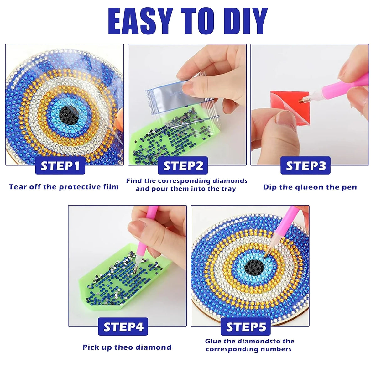 DIY Mandala Diamond Art Coaster Set with Holder