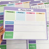 A purple place value learning poster with sections for thousands, hundreds, tens, and ones, showing standard, expanded, and w