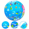 A circular baby water play mat featuring colorful sea creatures and learning activities for infants.