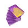 A purple diamond painting tool kit with a tray filled with yellow beads, including a pen and tweezers.