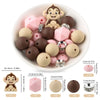 A variety of silicone beads shaped like cartoon animals in various colors and sizes for DIY jewelry making