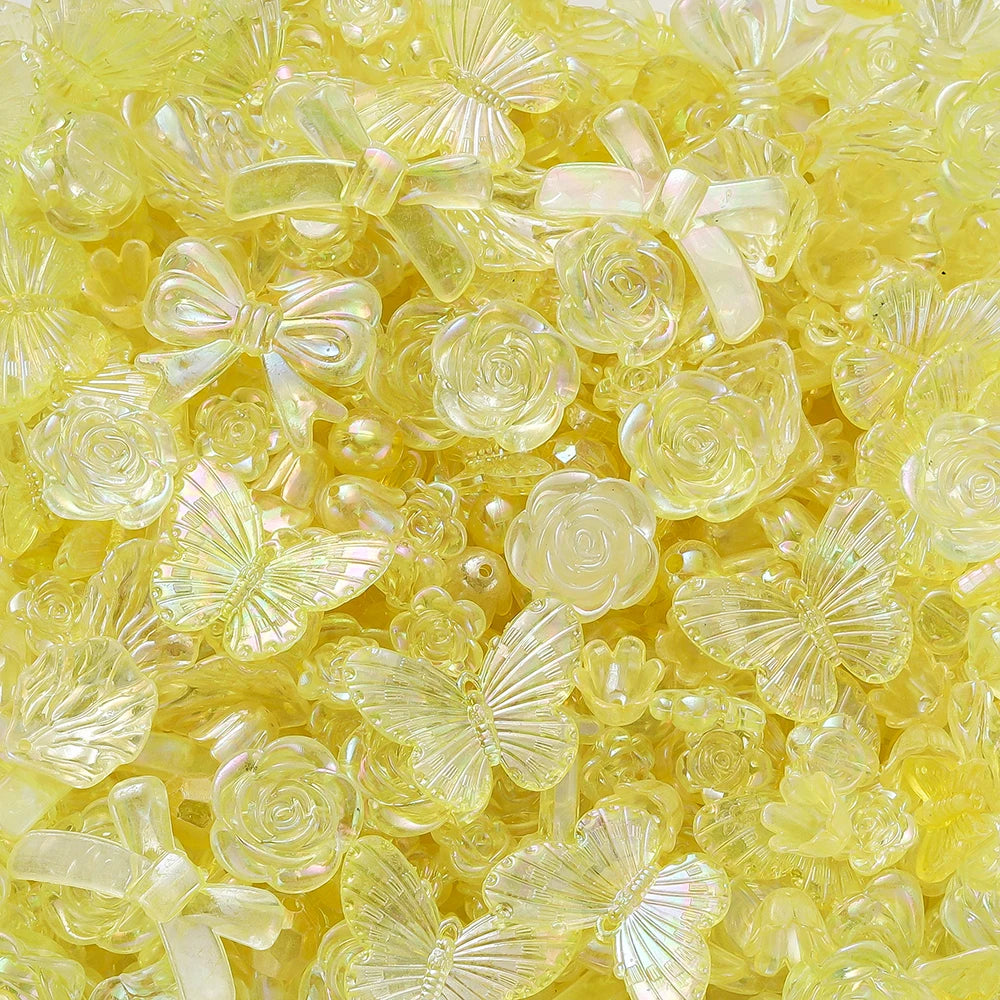 Yellow acrylic butterfly shell beads used for DIY jewelry making