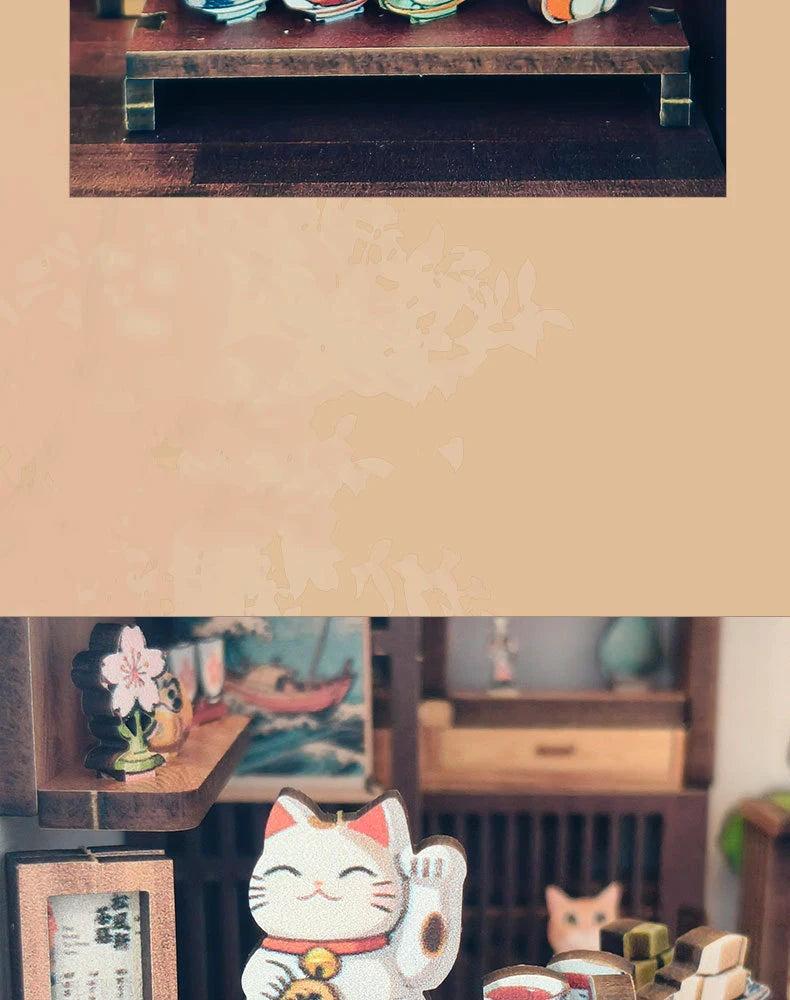 DIY Wooden Miniature Japanese Tavern Model Kit with LED Lighting