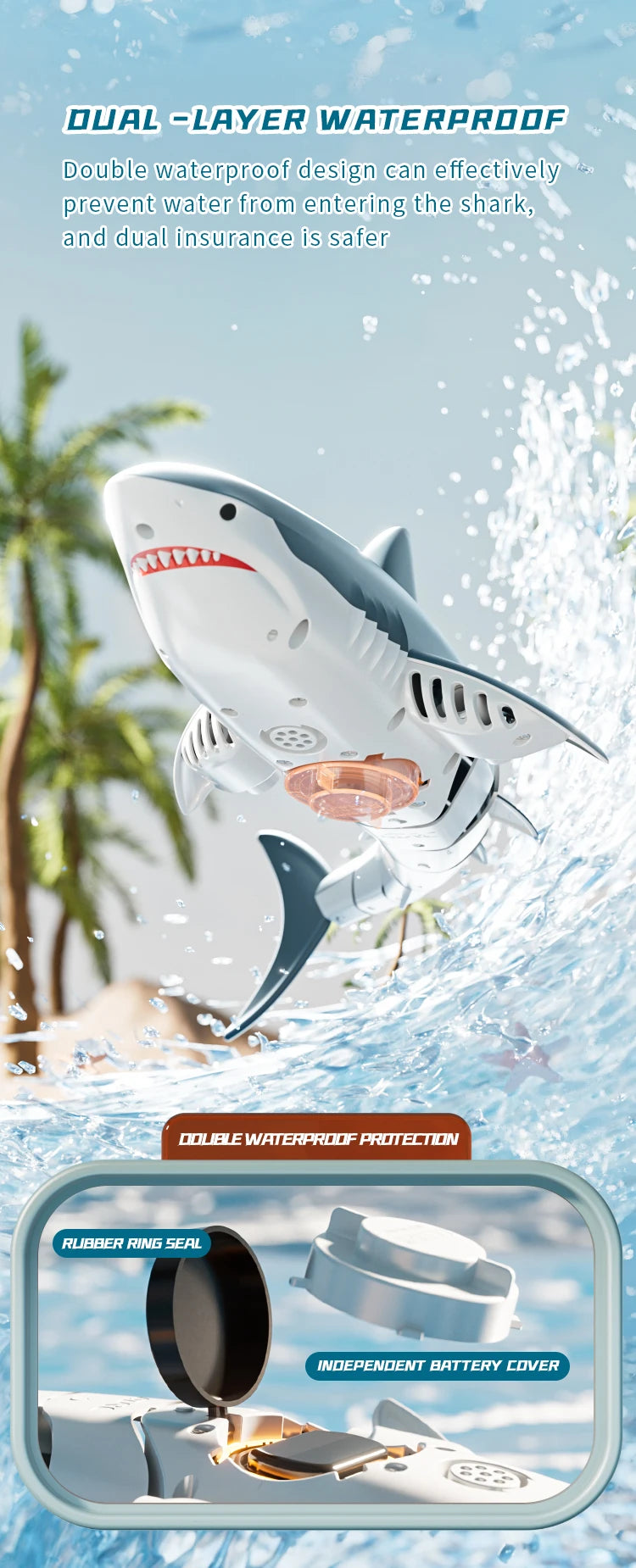 Realistic Remote Control Shark Toy with Rechargeable Battery