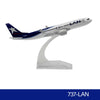 Diecast model of a LAN airplane with a US flag tail and white body.