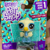 A packaged figure of an azure ostrich bird from the Littlest Pet Shop series 1