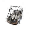 A clear waterproof rain cover for a stroller, featuring a breathable mesh window.