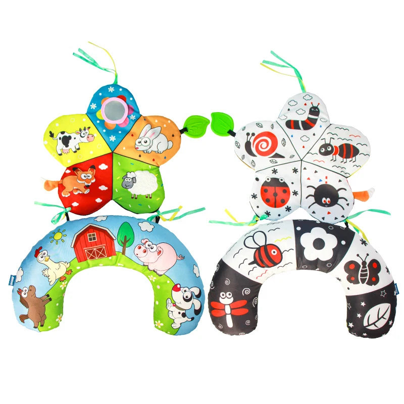 High-Contrast Tummy Time Pillow for Baby Sensory Development