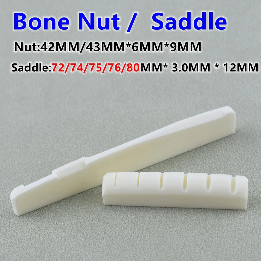 White bone nut and saddle components for guitar tuning