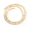 A strand of natural light beige stone beads used for jewelry making
