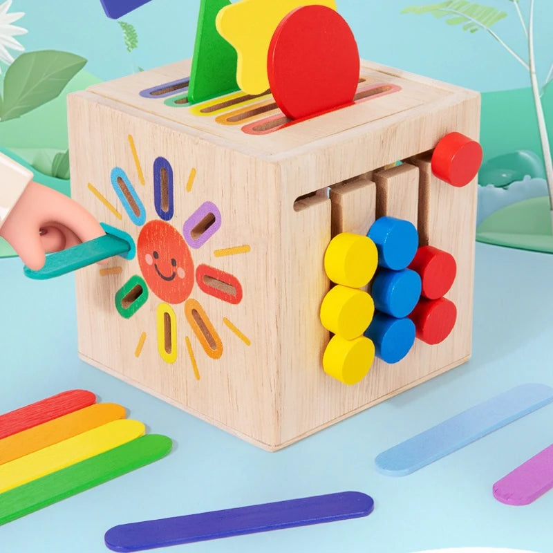 5-in-1 Wooden Shape & Color Sorting Toy for Toddlers