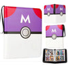 A purple and white PU leather card binder with a zipper closure and a matching protective sleeve.