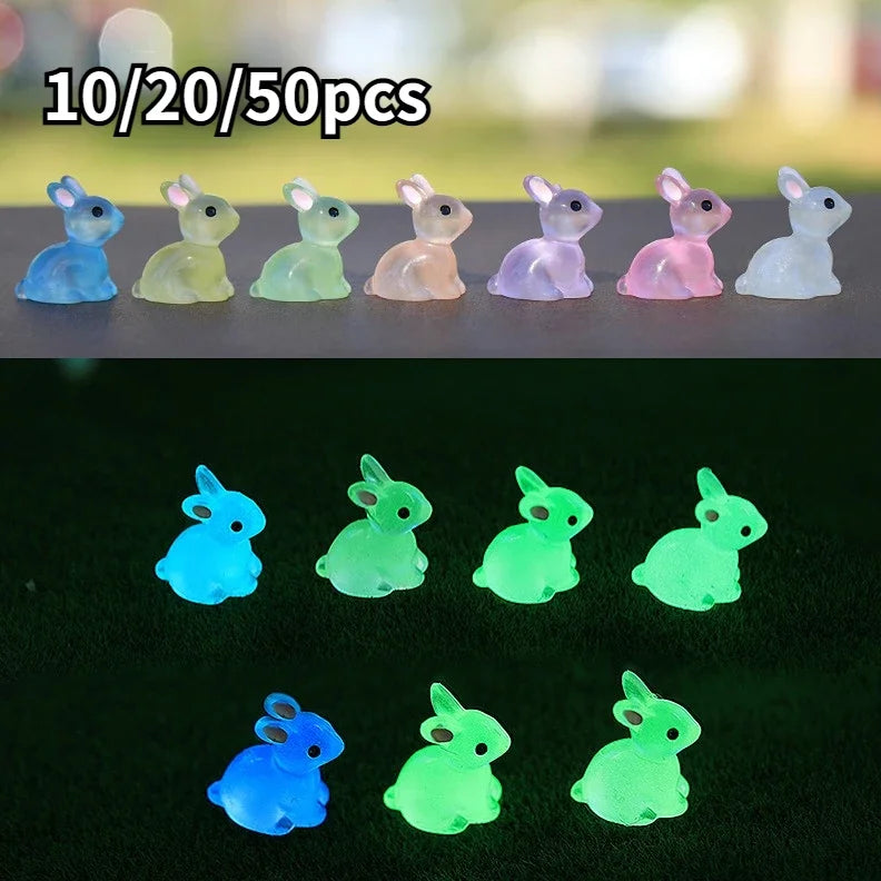 Glow-in-the-Dark Bunny Resin Figurines for Easter & Home Decor