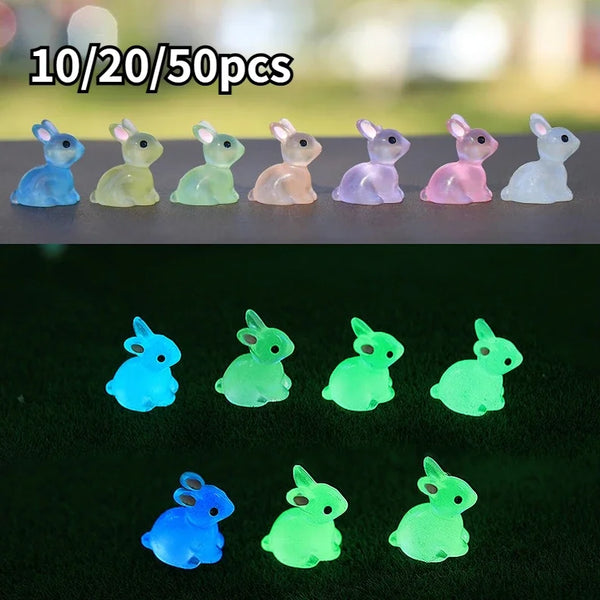 Glow-in-the-Dark Bunny Resin Figurines for Easter & Home Decor