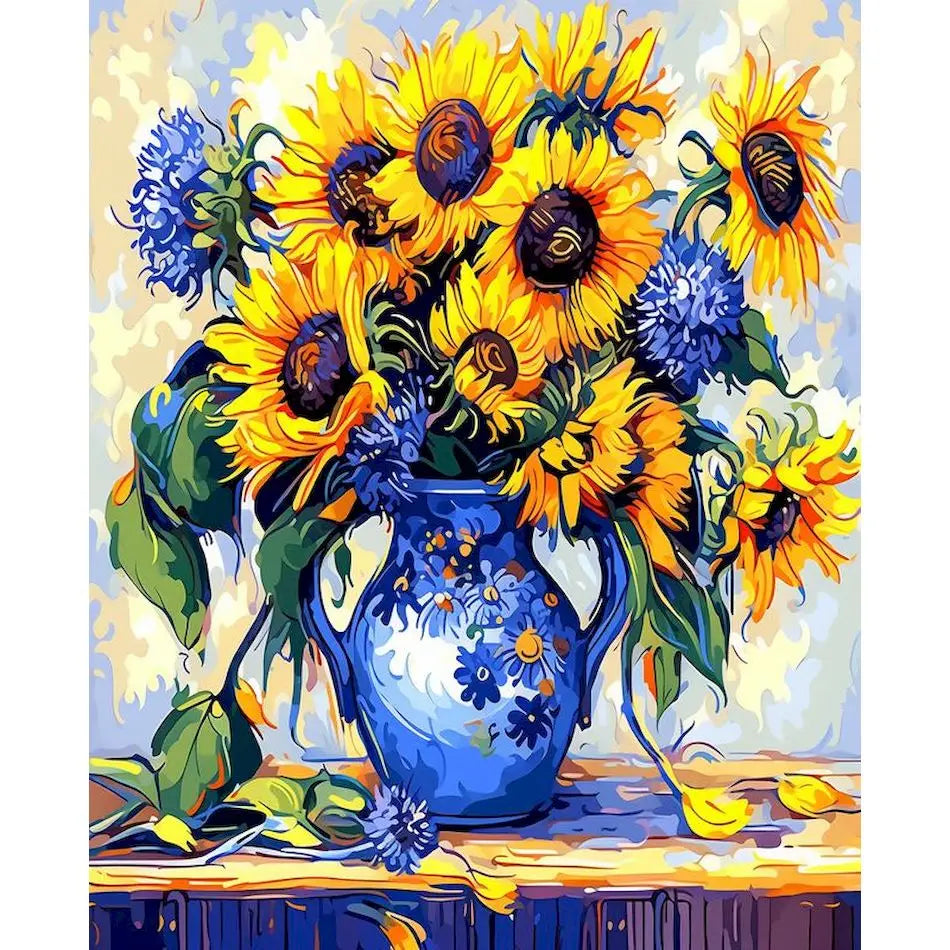 DIY Paint by Numbers Kit | Flowers in Vase | Acrylic Canvas Art with Frame