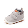 Gray soft PU leather baby first walker shoes with anti-slip TPR sole