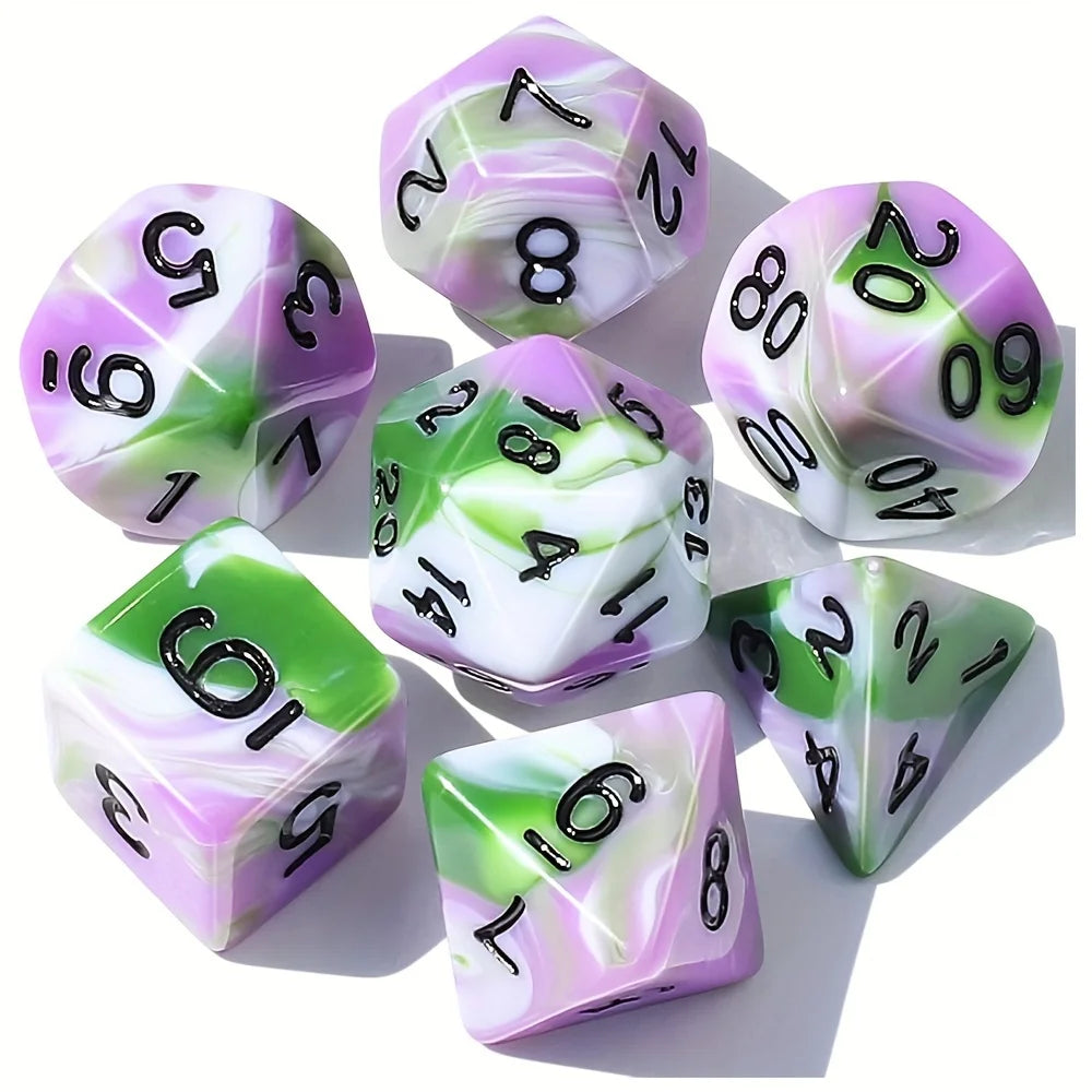 7-Piece Polyhedral Dice Set with Velvet Pouch for Tabletop RPGs