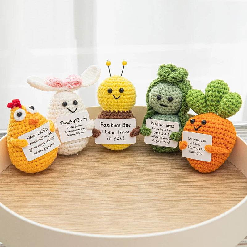 Handmade Crochet Positive Doll with Hugging Card