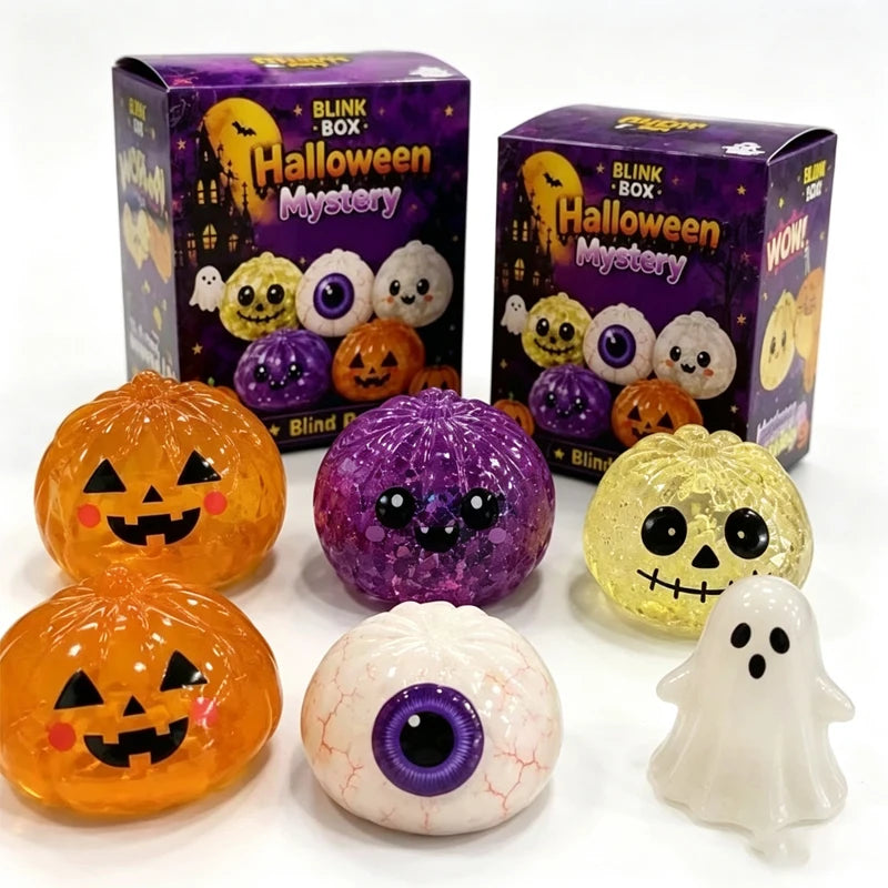 Halloween Mystery Squishy Fidget Toy — Glitter Pumpkin, Ghost & Skull Designs