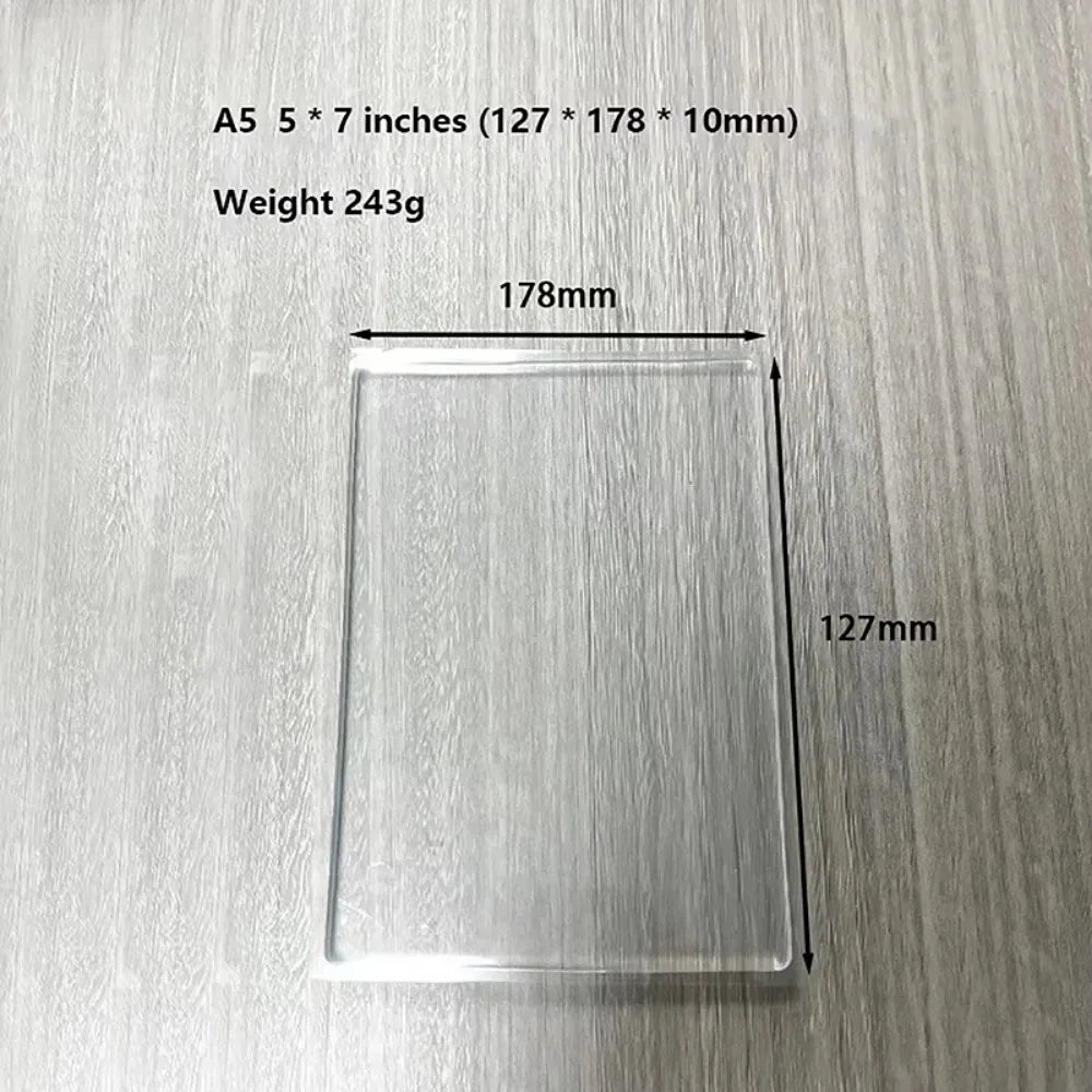 A clear silicone gel printing plate measuring 178mm by 127mm is shown on a light surface.