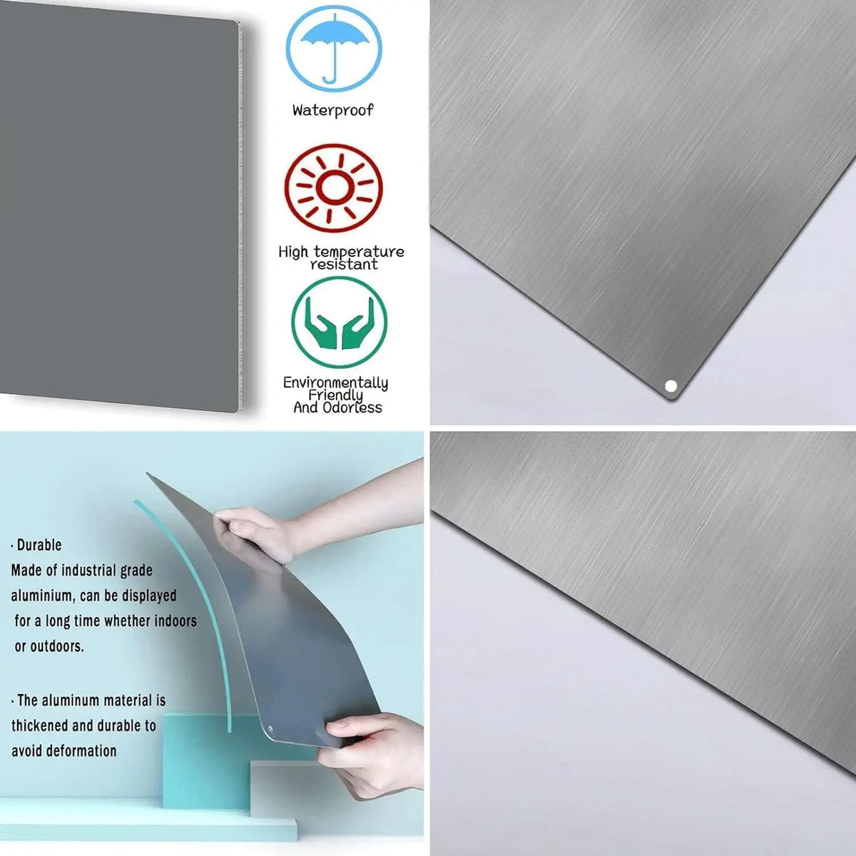 A close-up view of a gray metal wall sign for retro gaming, showing its durability and waterproof features.