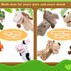 A collection of multi-style soft plush animal hand puppets including frog, sheep, duck, leopard, hippo, lion, tiger, and othe