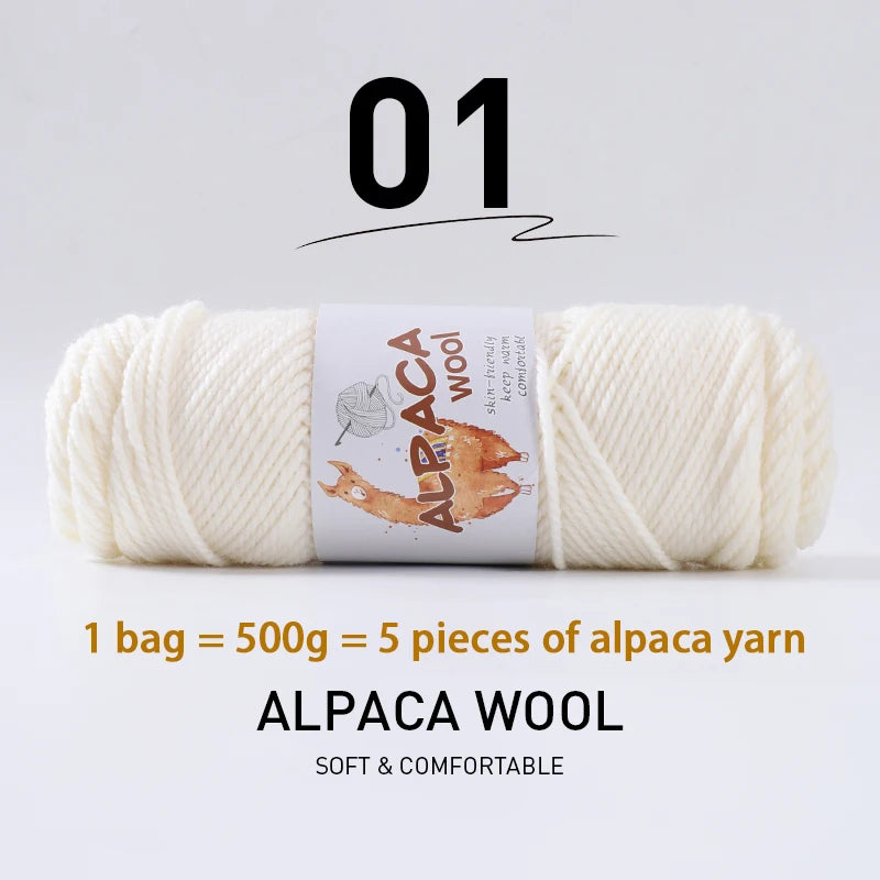Luxurious Alpaca Wool Blend Yarn — 500g Thick Knitting Yarn