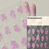 Embossed pink and white heart nail art stickers for nails