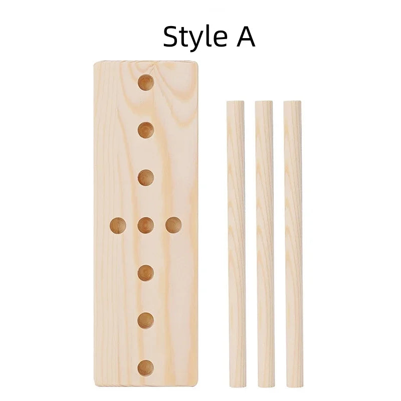 Wooden ribbon bow maker with multiple holes for crafting and gift wrapping