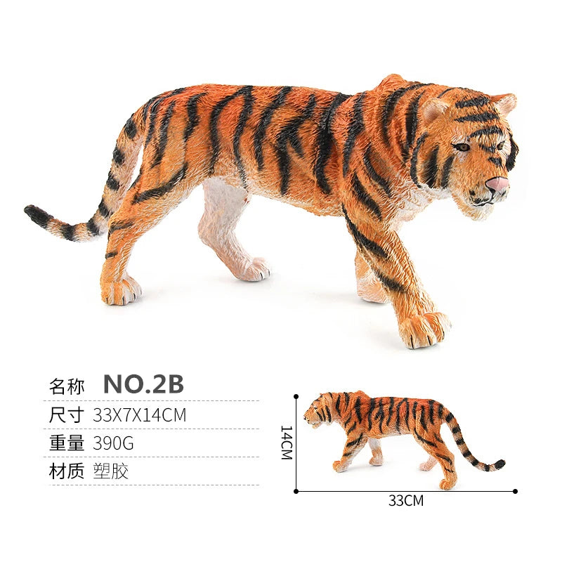 Realistic Wild Animal Figures - Leopard, Tiger, Lion, Elephant, Zebra Set