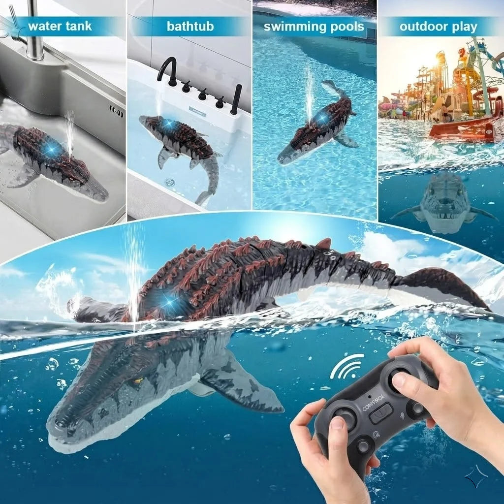 Remote Control Mosasaurus Dinosaur Water Toy with Spray Action