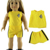 A yellow casual outfit set for a doll featuring a sleeveless top and matching shorts.