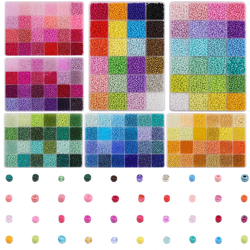 5200+ Glass Rice Beads in 24 Colors for DIY Jewelry Making
