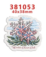 Glitter acrylic flatback resin cabochons for DIY crafts in a winter theme with a snowflake design.