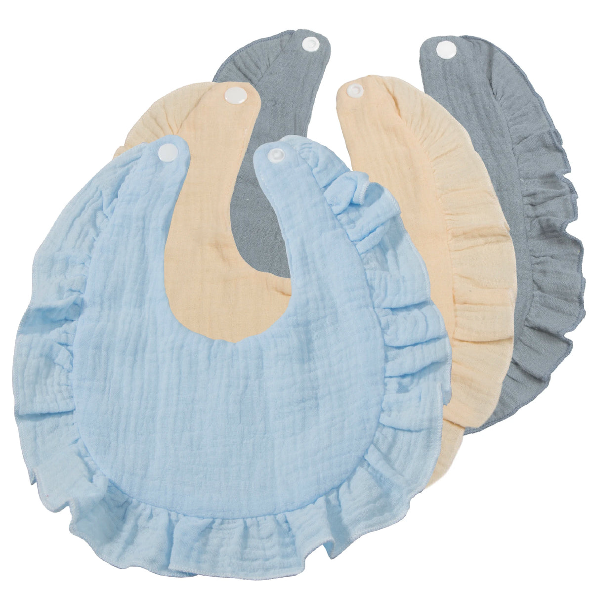 Soft Muslin Cotton Baby Bibs (3-Pack) with Snap Closure