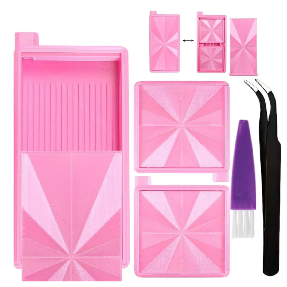 Stackable Diamond Painting Organizer Tray with Tweezers & Brush